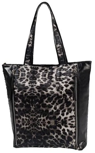 Julianne Faux Leather Leopard Print Tote Bag