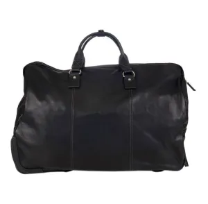 Katana Black Leather Wheeled Travel Holdall