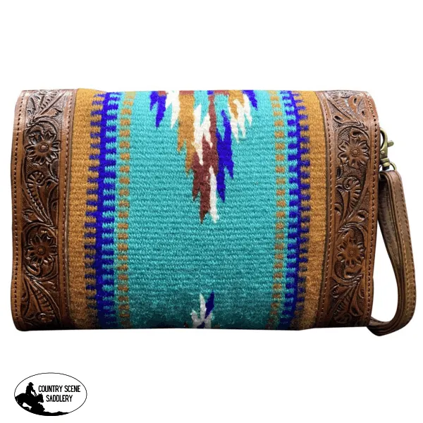 Klassy Cowgirl Tooled Leather and Wool Saddle Blanket Purse