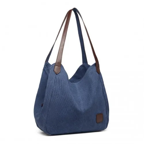 Kono Canvas Shoulder Tote Bag - Navy | Trendy & Functional Daily Essential