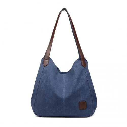 Kono Canvas Shoulder Tote Bag - Navy | Trendy & Functional Daily Essential