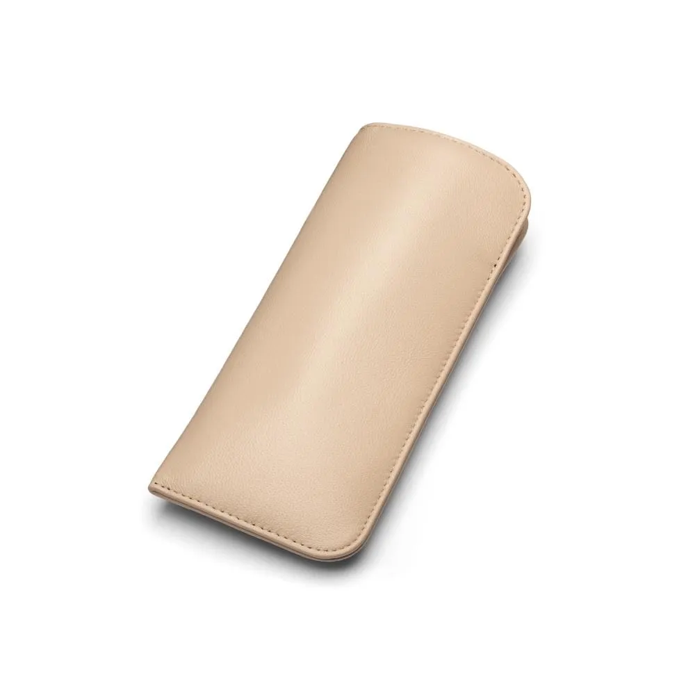 Large Leather Glasses Case - Soft Ivory