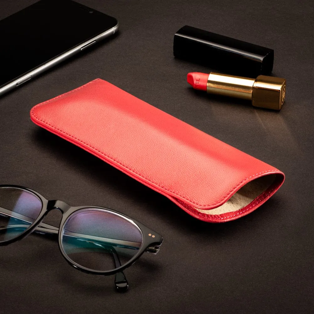 Large Leather Glasses Case - Soft Pink