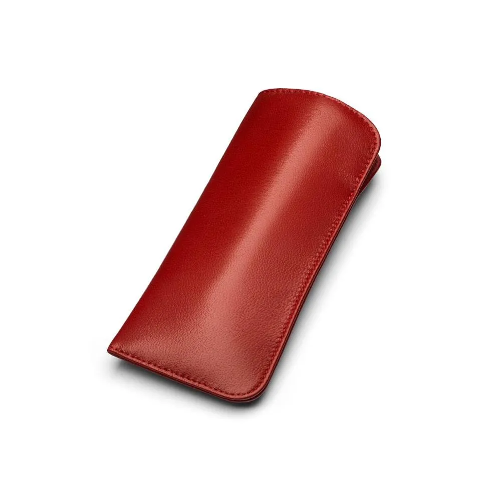 Large Leather Glasses Case - Soft Red