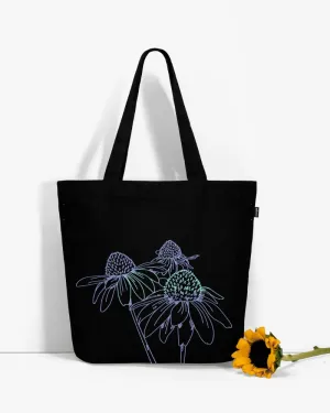 Large Zipper Tote Bag - Night Garden