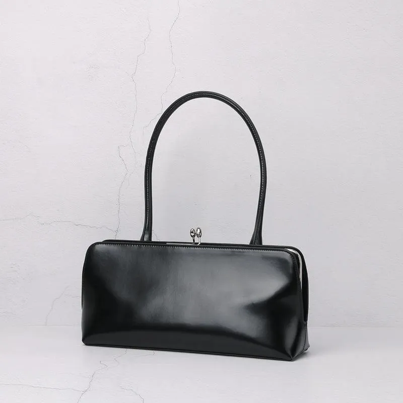 Leather Rectangular Shaped Handbag