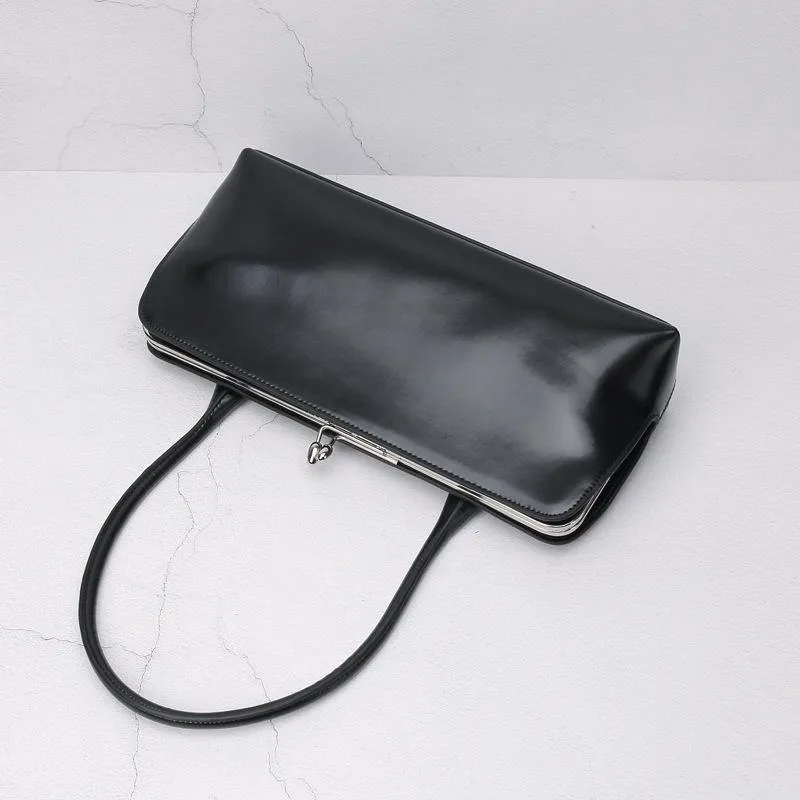 Leather Rectangular Shaped Handbag