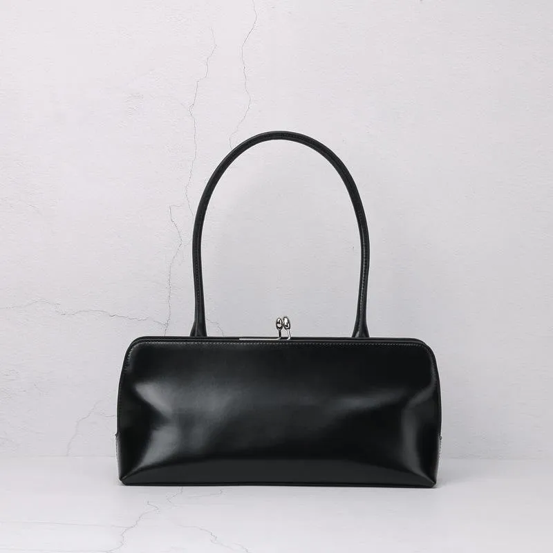 Leather Rectangular Shaped Handbag