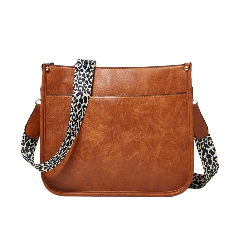 Leopard Print Waterproof PU Leather Adjustable Crossbody Tote Bag