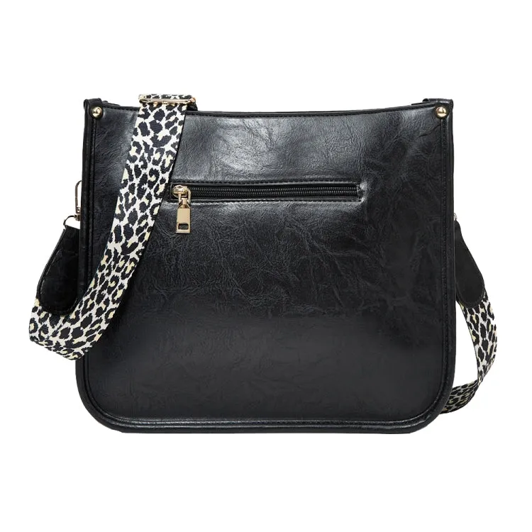 Leopard Print Waterproof PU Leather Adjustable Crossbody Tote Bag