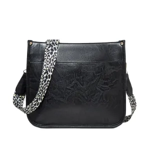 Leopard Print Waterproof PU Leather Adjustable Crossbody Tote Bag