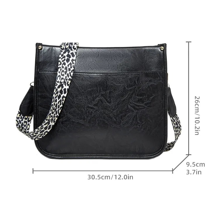 Leopard Print Waterproof PU Leather Adjustable Crossbody Tote Bag