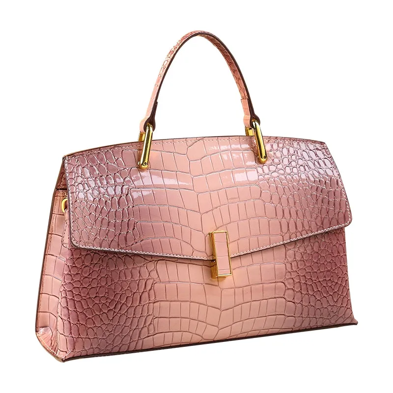 Light Luxury European and American High Bright Surface Alligator Print Handbag