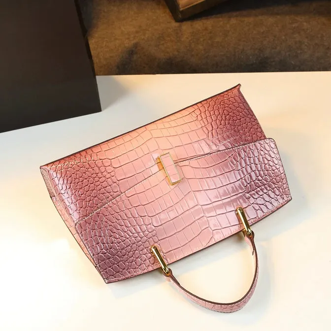 Light Luxury European and American High Bright Surface Alligator Print Handbag