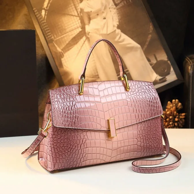 Light Luxury European and American High Bright Surface Alligator Print Handbag