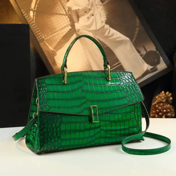 Light Luxury European and American High Bright Surface Alligator Print Handbag