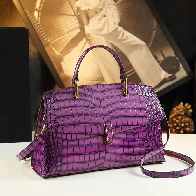 Light Luxury European and American High Bright Surface Alligator Print Handbag