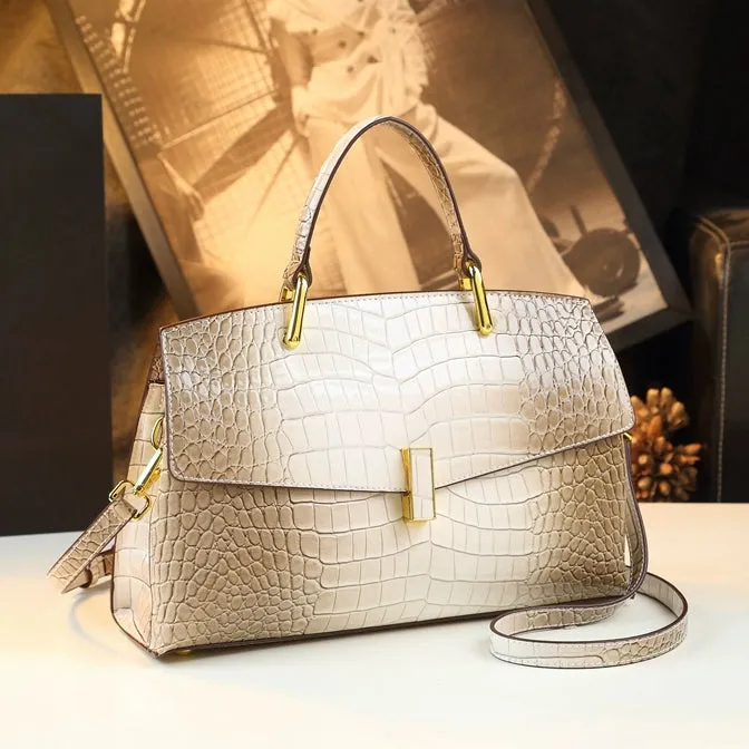 Light Luxury European and American High Bright Surface Alligator Print Handbag