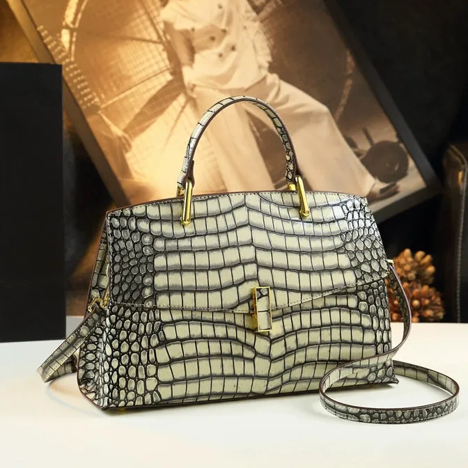 Light Luxury European and American High Bright Surface Alligator Print Handbag