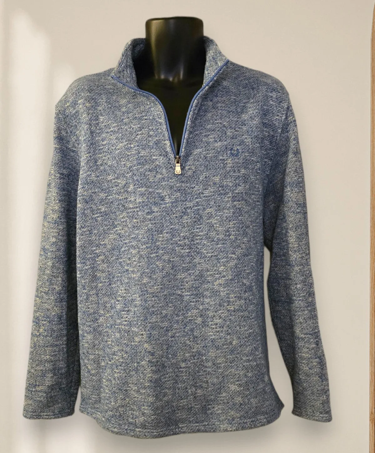 Lincoln Men's Blue/Grey 1/4 Zip Front Sweatshirt UK XL