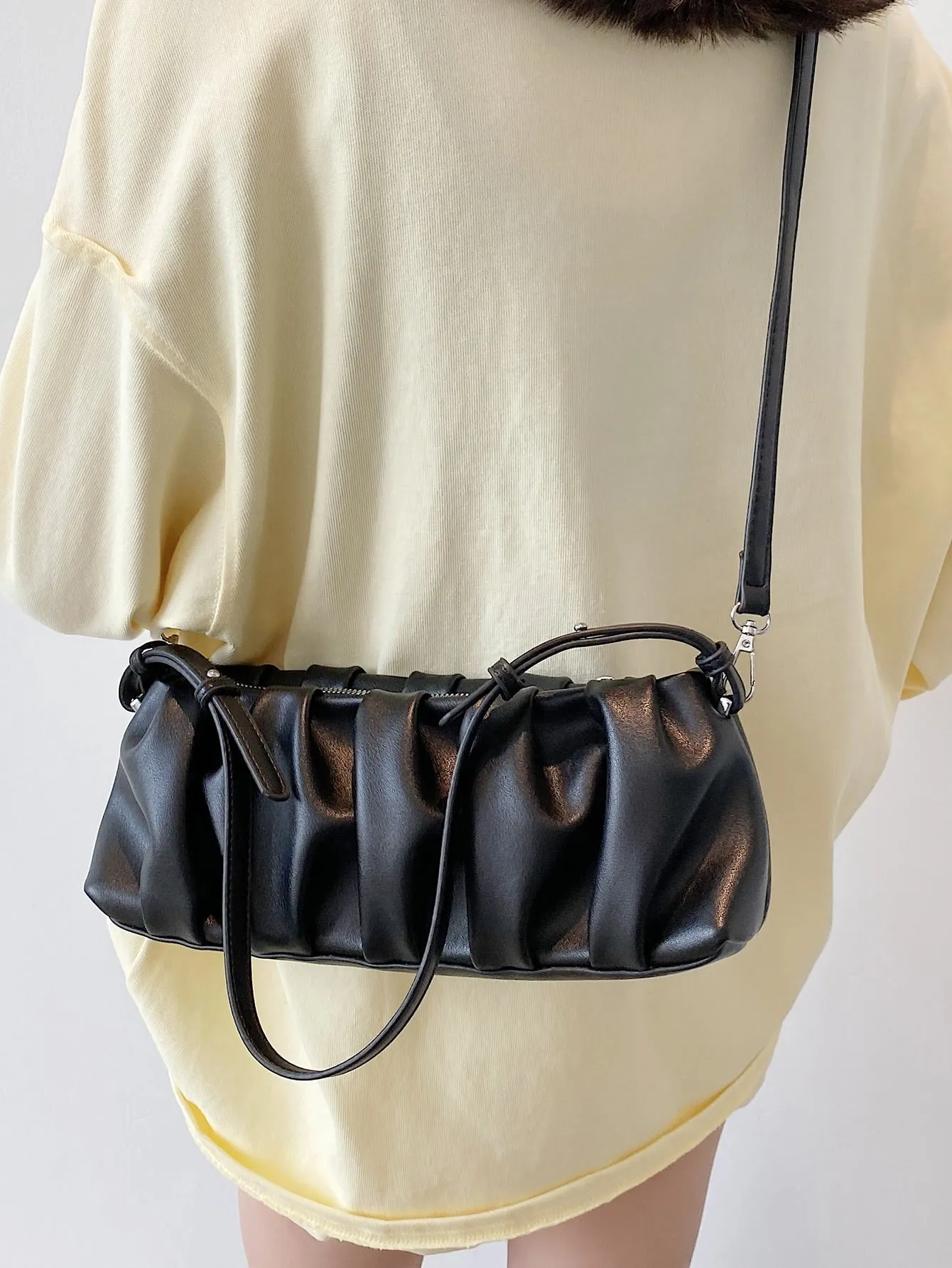 Minimalist Ruched Design Shoulder Bag