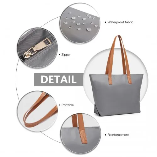 Miss Lulu Casual Waterproof Shopping Tote Bag (Grey) - Durable, Versatile & Stylish