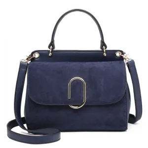 Miss Lulu Stylish Ladies Leather Handbag Shoulder Bag - Navy | Elegant Evening & Event Bag