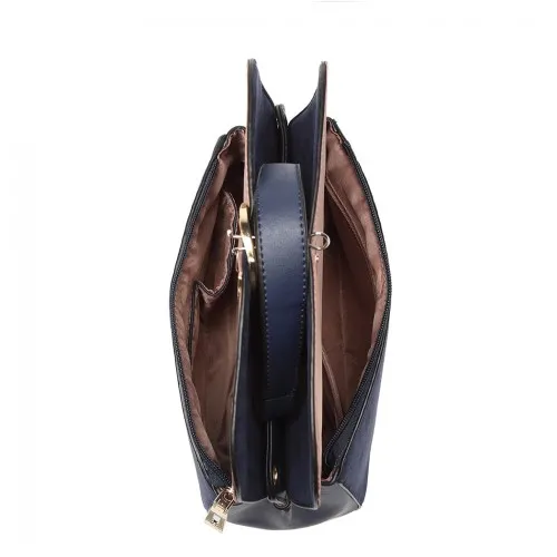 Miss Lulu Stylish Ladies Leather Handbag Shoulder Bag - Navy | Elegant Evening & Event Bag