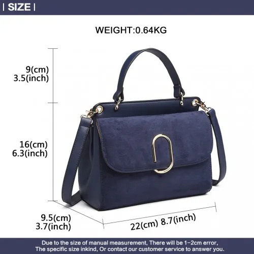 Miss Lulu Stylish Ladies Leather Handbag Shoulder Bag - Navy | Elegant Evening & Event Bag