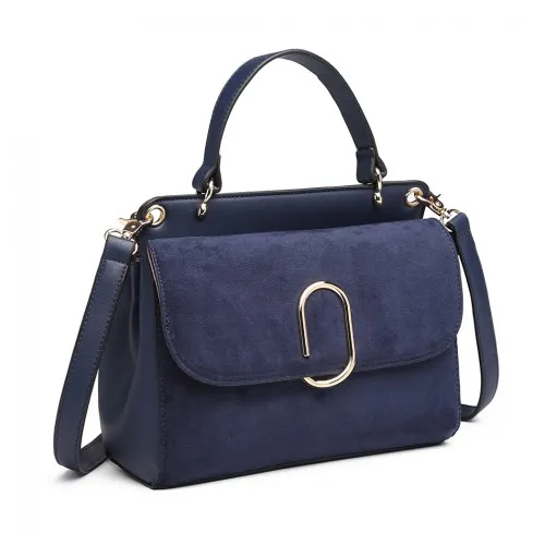 Miss Lulu Stylish Ladies Leather Handbag Shoulder Bag - Navy | Elegant Evening & Event Bag