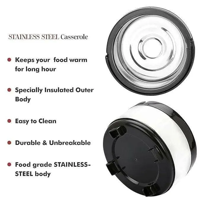 Multispace Stainless Steel Thermoware Casserole for Roti/Chapati Hot Pot for hot Meal (1500ml) ,Solid