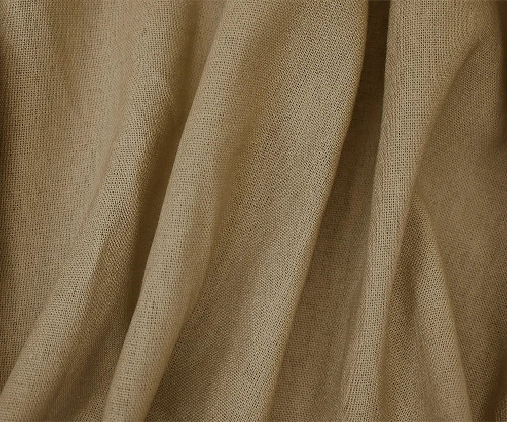 Natural Brown Solid Linen Woven Shirting Fabric