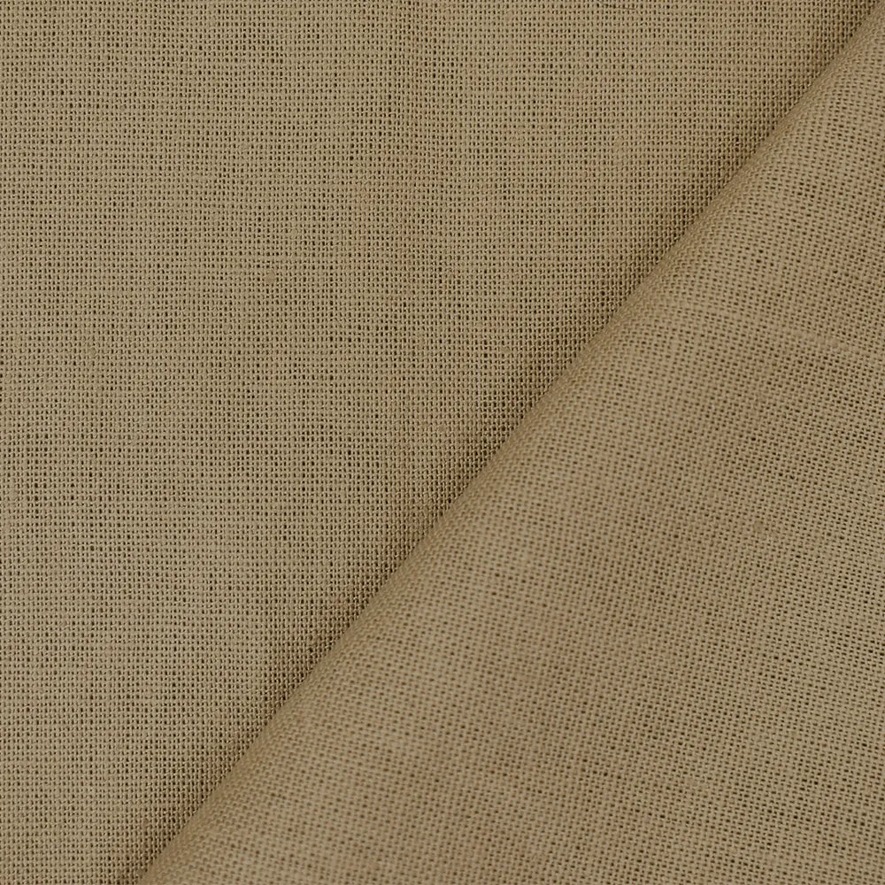 Natural Brown Solid Linen Woven Shirting Fabric