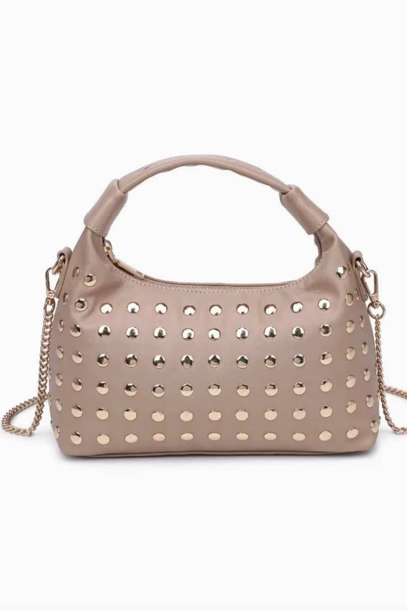 Natural Studded Crossbody Handbag