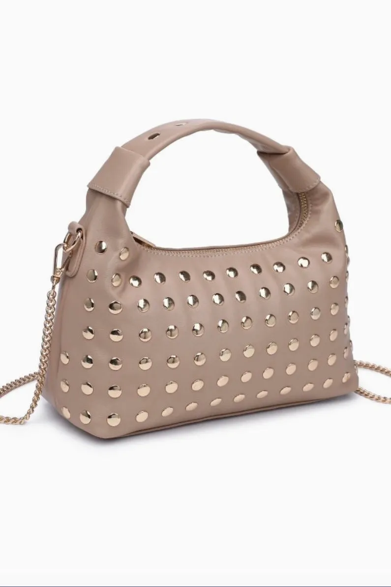 Natural Studded Crossbody Handbag