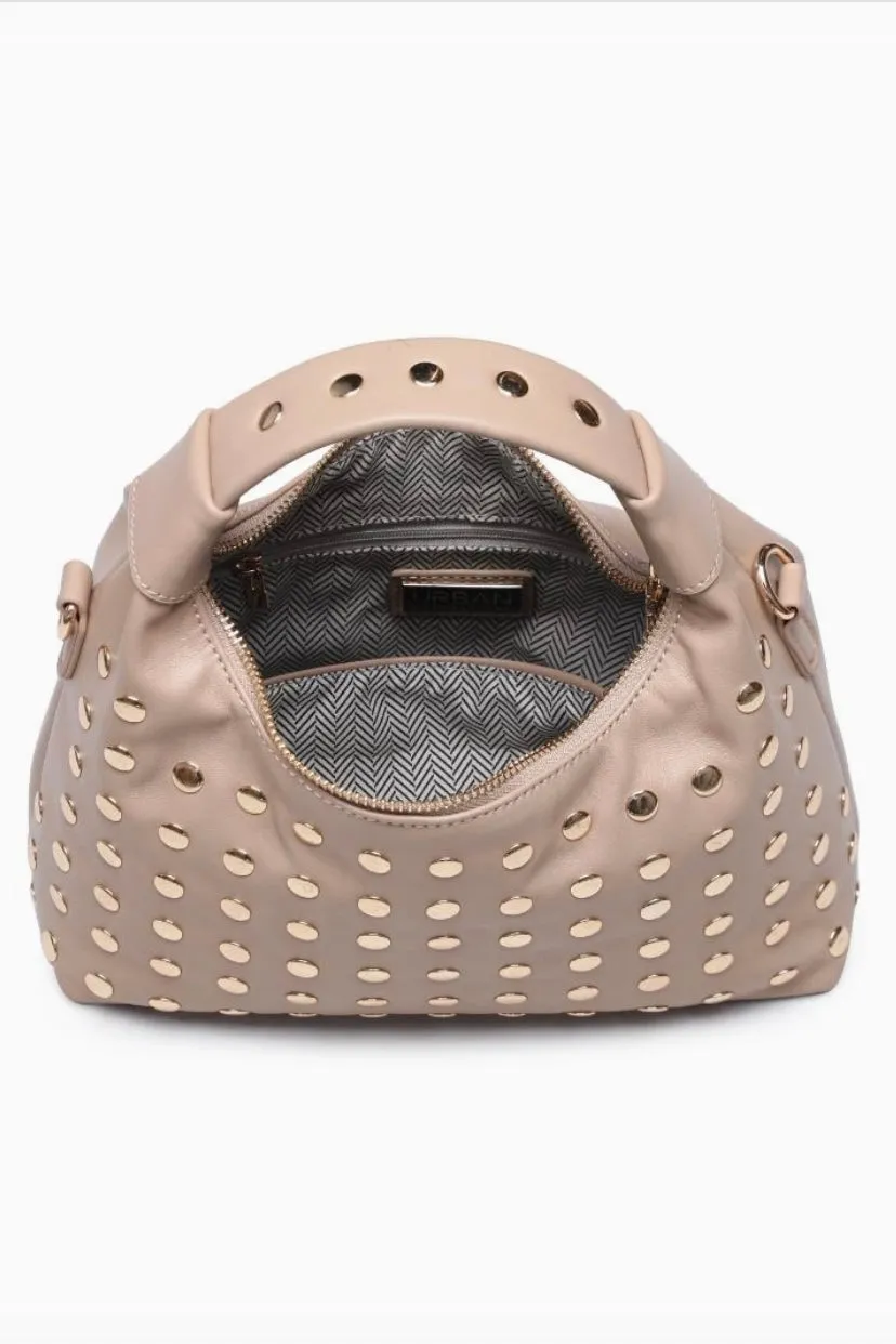 Natural Studded Crossbody Handbag