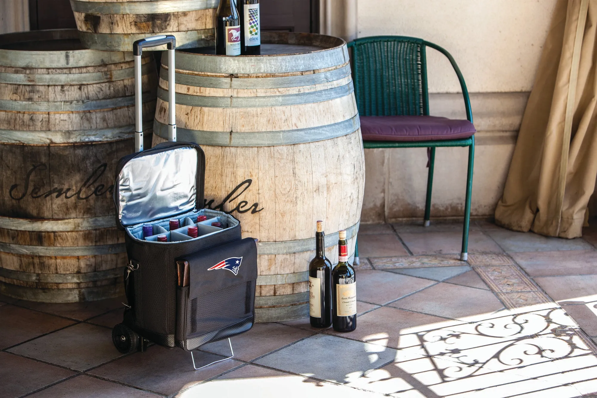 New England Patriots - Cellar 6-Bottle Wine Carrier & Cooler Tote with Trolley