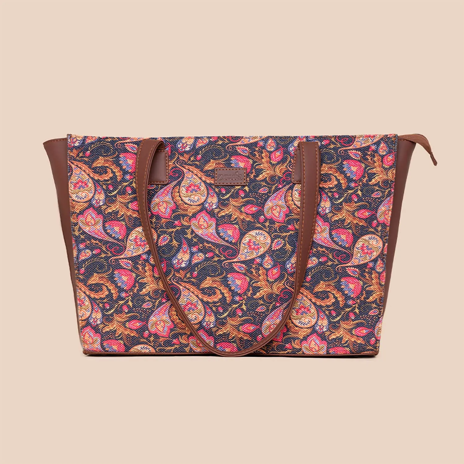 Paisley Print - Office Tote Bag & Chain Wallet Combo