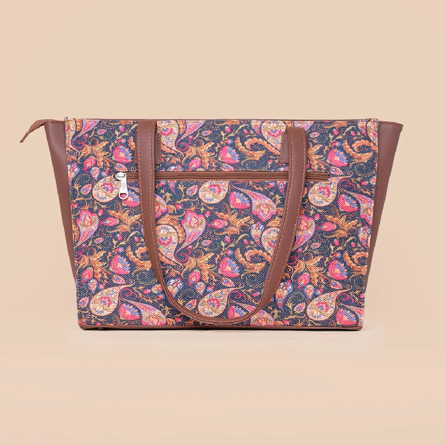 Paisley Print - Office Tote Bag & Chain Wallet Combo