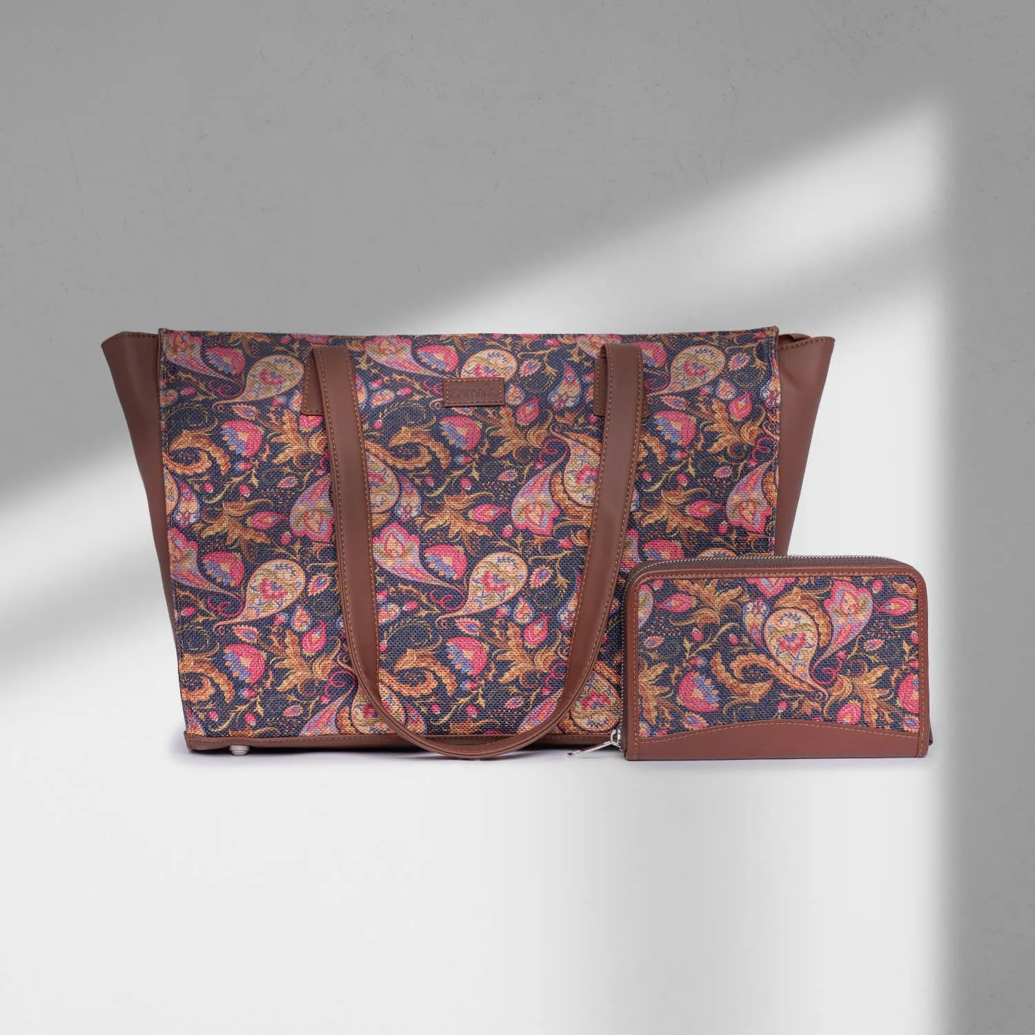 Paisley Print - Office Tote Bag & Chain Wallet Combo