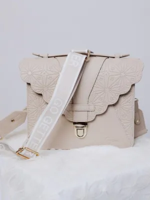 Payton Medium Canvas Strap Crossbody Bag-Cream