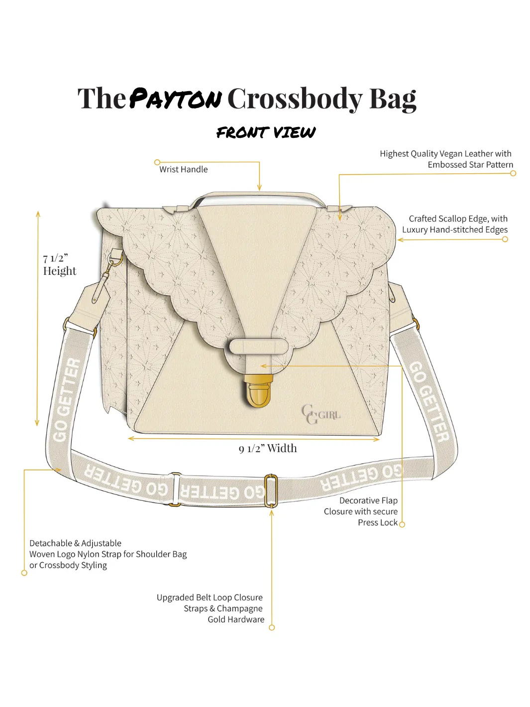 Payton Medium Canvas Strap Crossbody Bag-Cream