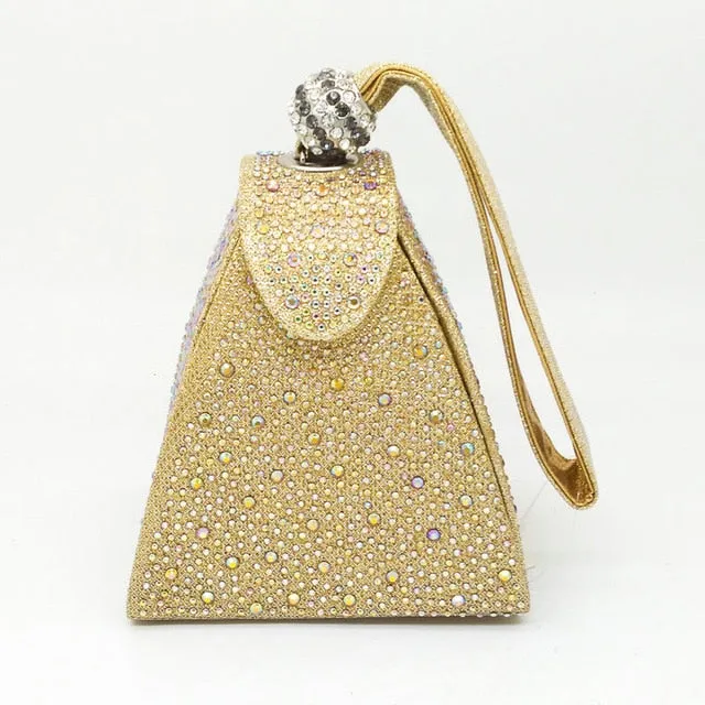 Polyester Pyramid Style Vintage Diamond Bridal Wedding Purse And Multi Function Bag