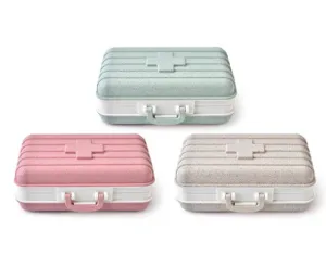 Portable Luggage Design Eco Pill Box with 6 Compartments for Daily Medication Management