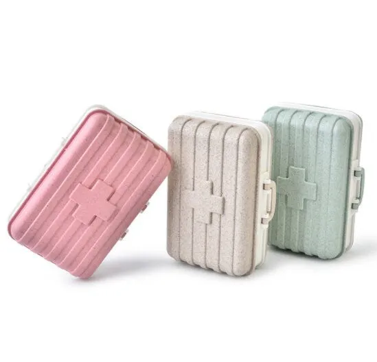 Portable Luggage Design Eco Pill Box with 6 Compartments for Daily Medication Management