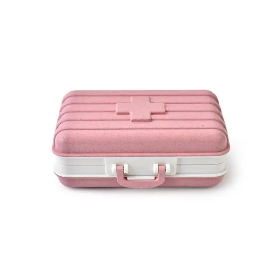 Portable Luggage Design Eco Pill Box with 6 Compartments for Daily Medication Management