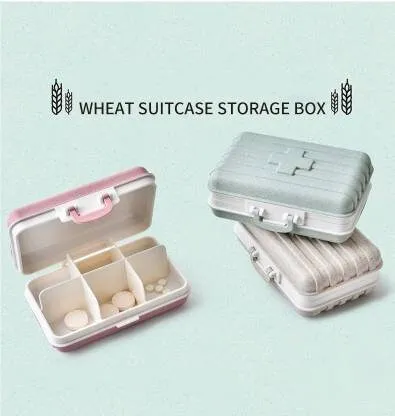 Portable Luggage Design Eco Pill Box with 6 Compartments for Daily Medication Management