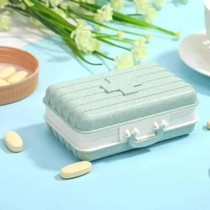 Portable Luggage Design Eco Pill Box with 6 Compartments for Daily Medication Management