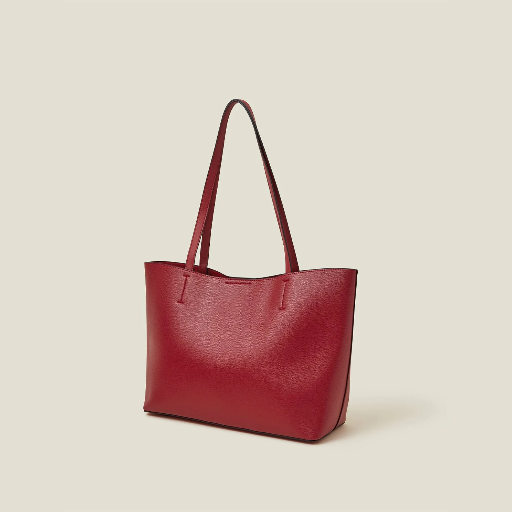 Red Faux Leather Tote Bag