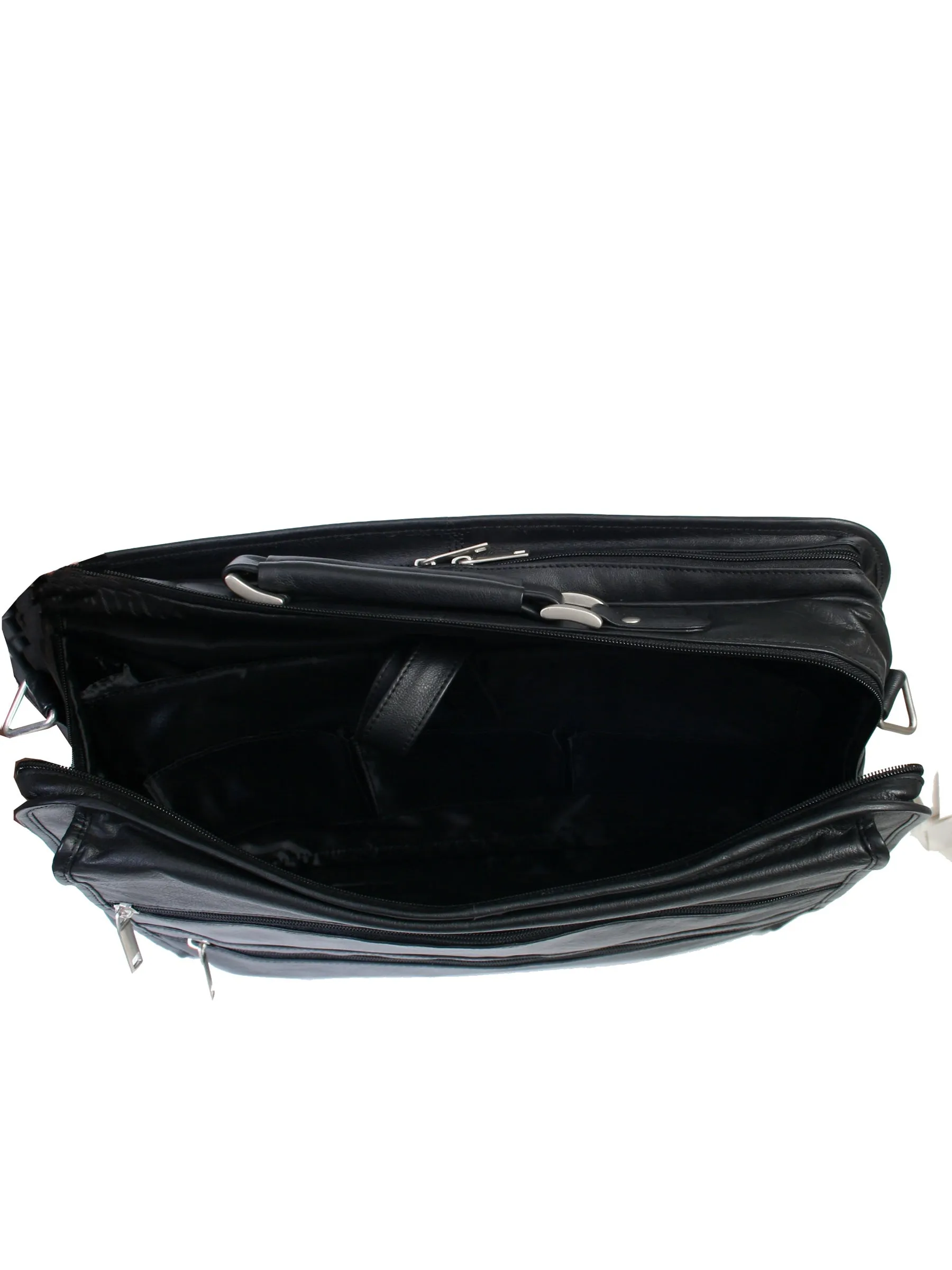 Scully Leather Soft Plonge Laptop Briefcase Black